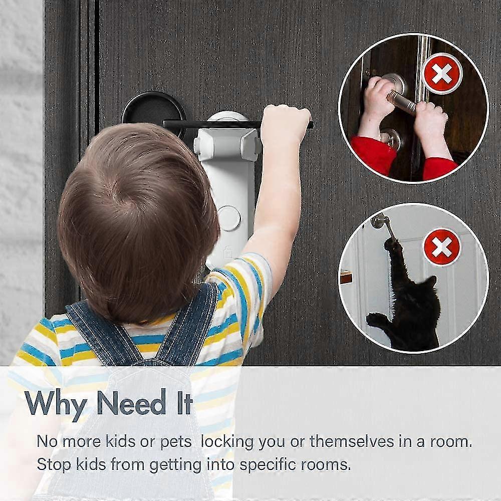 Child Proof Door Lock & Pinch Guard - For Door Knobs & Lever Handles - Easy To Install - No Tools Or Tape Required