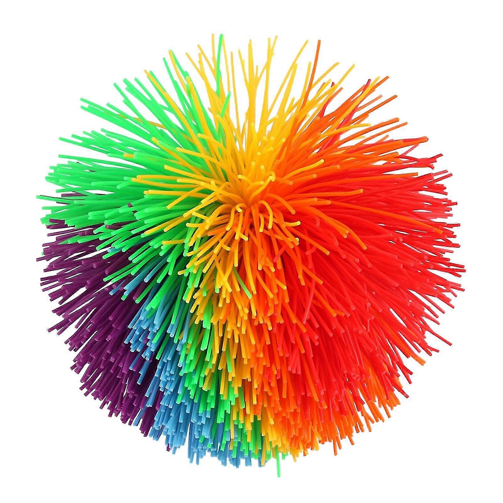 Large Rainbow Monkey Stringy Ball Silicone Bouncing Fluffy- Jugging Ball 1pc A01