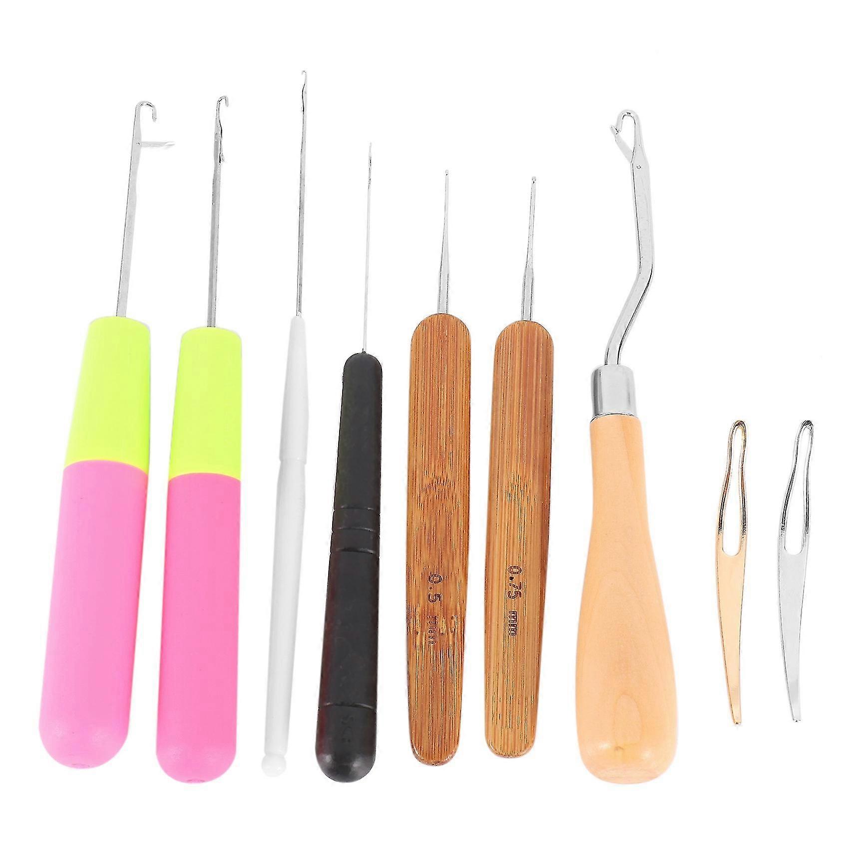 9 stuks gebogen klink haak haaknaald set klink haak dreadlocks tool haaknaald haarvergrendeling (klitten)