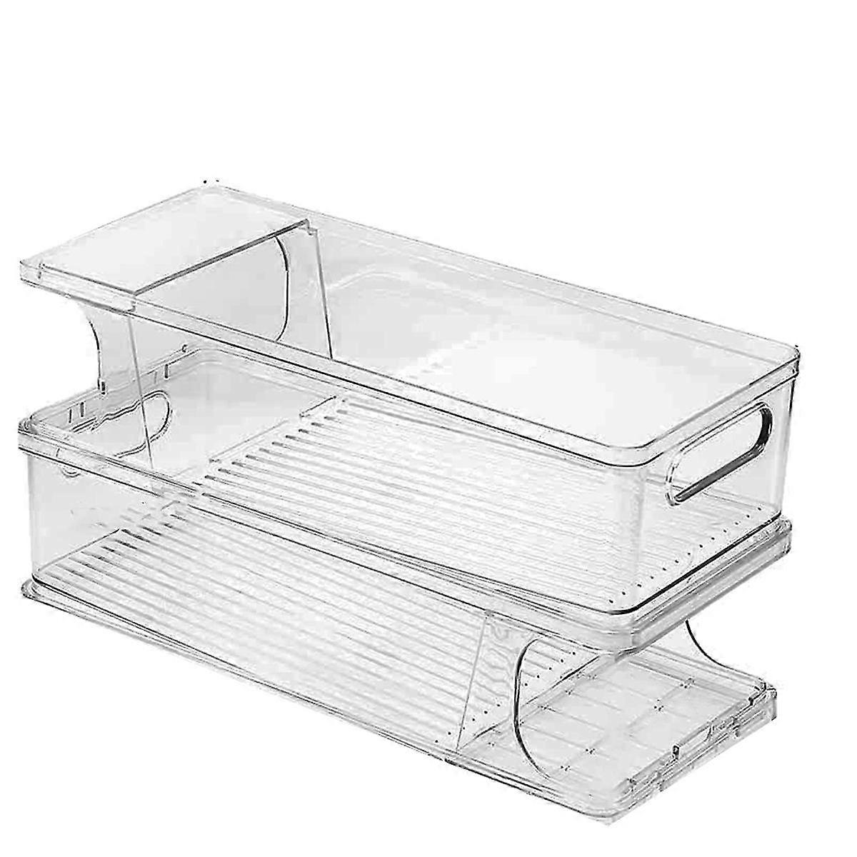 2-tier Stackable Soda Can Organizer For Refrigerator, Fridge Can Organizer Dispenser, Beverage Can