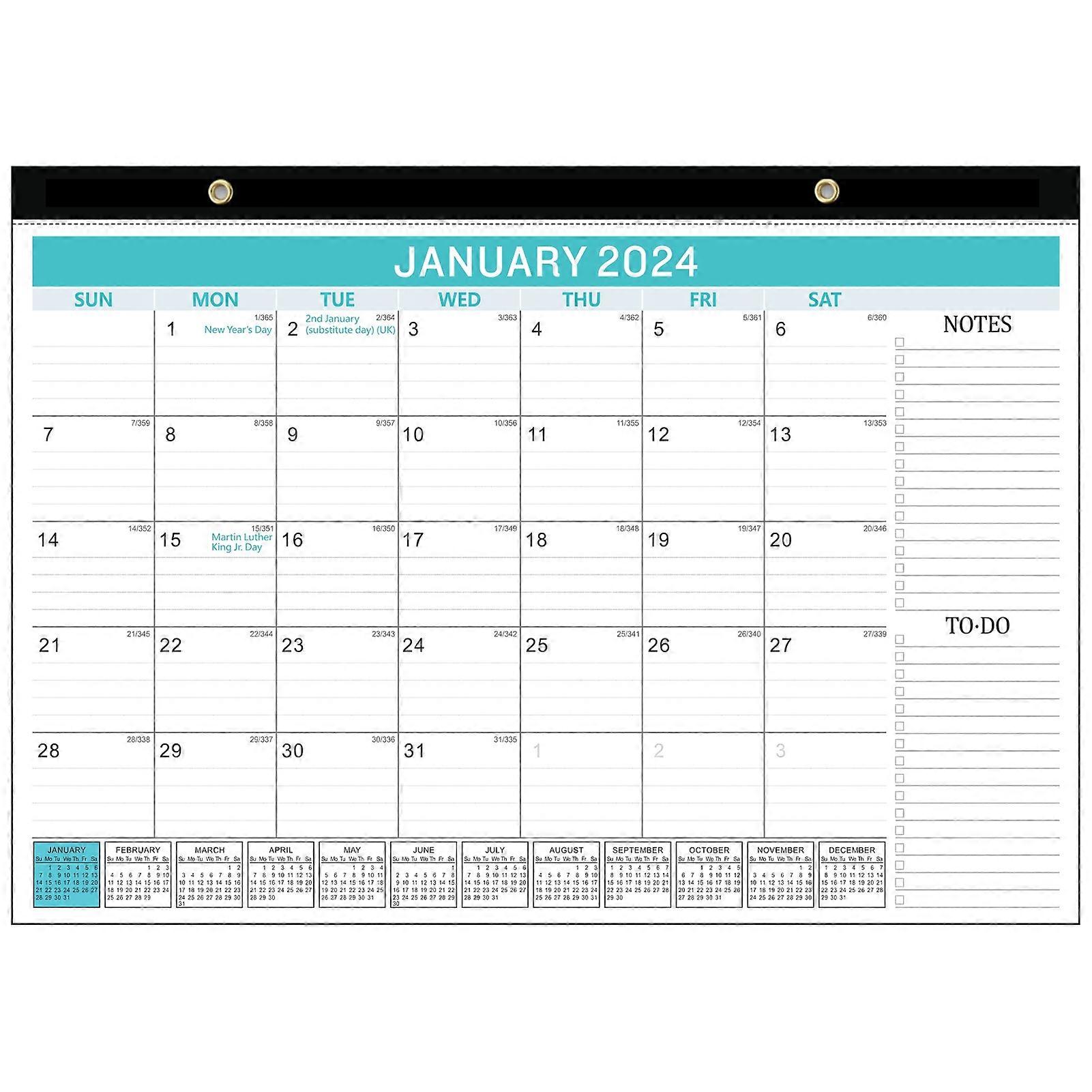 Wall Calendar 18 Months 2024.1-2025.6 English Desktop Durable Paper Easy-to-read Multi-purpose Calendar KAESI