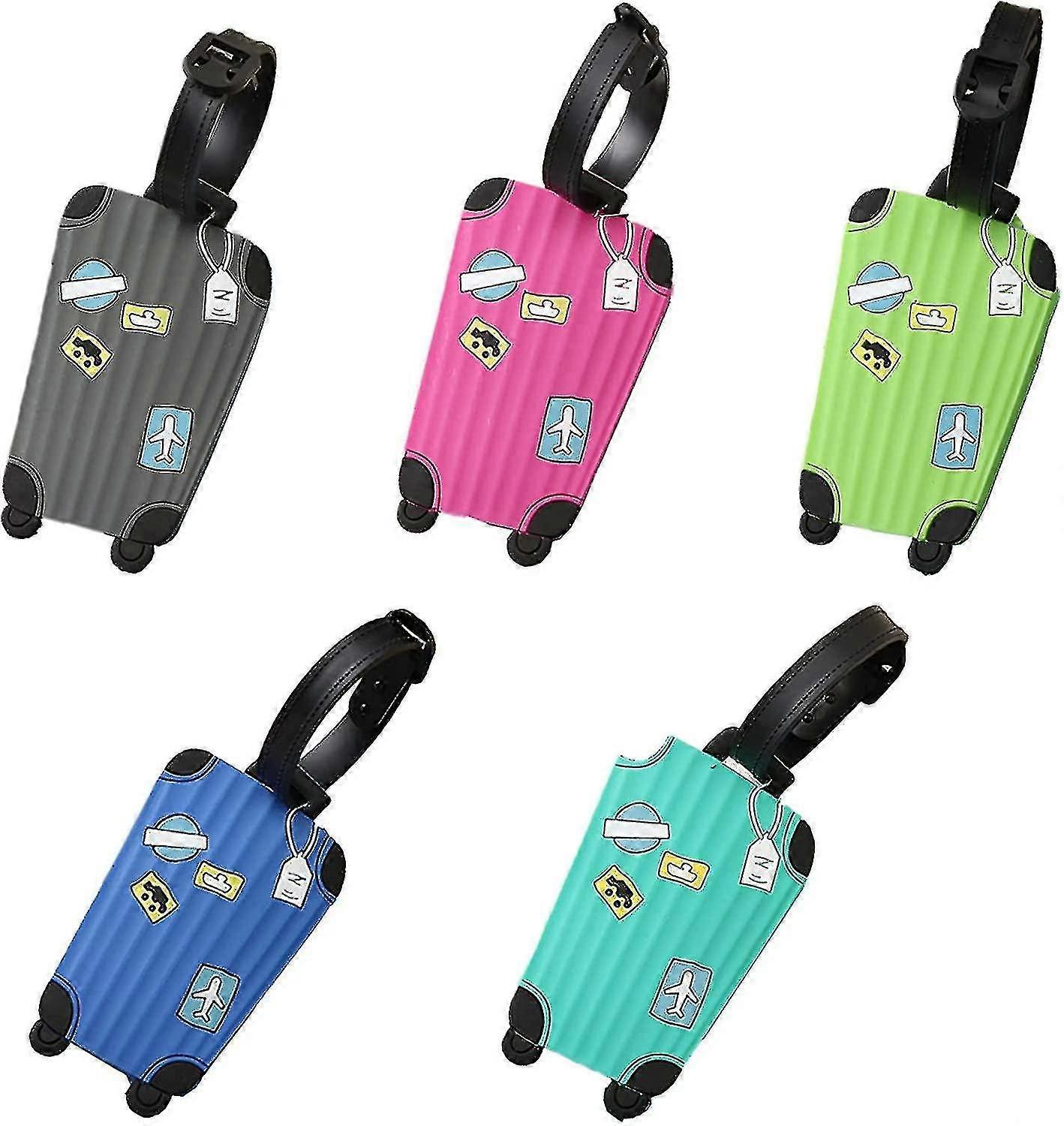 5 Pcs Silicone Colorful Luggage Tag