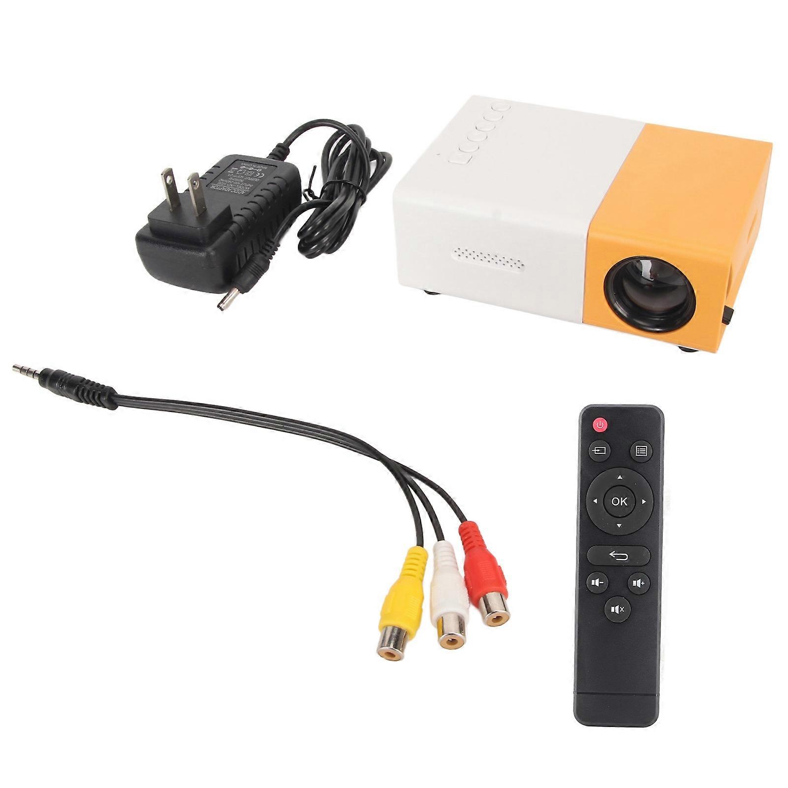 Mini Projector TFT LCD 1080P Support AV VGA HD USB Remote Control Portable Projector for Office Family US Plug 100?240V YEMMA