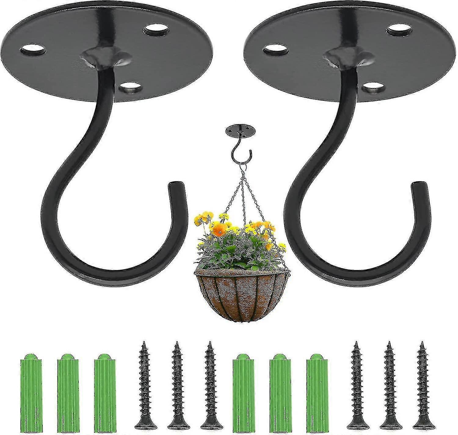 2 Ceiling Hooks For Hanging Plants, Metal Wall Bracket