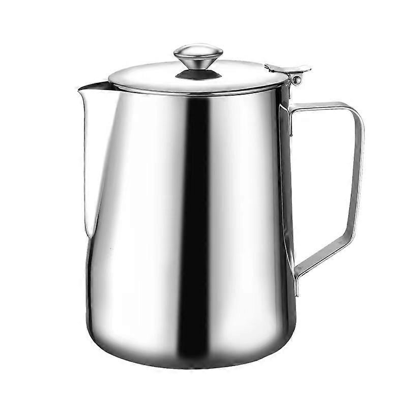 600ml Stainless Steel Milk Frothing Pitcher With Lid Espresso Coffee