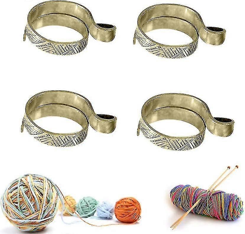 Adjustable Knitting Thread Loop Open Finger Crochet Hooks Ring Knitting Accessories For Knitting Handmade Crafts (gold)4pcs)