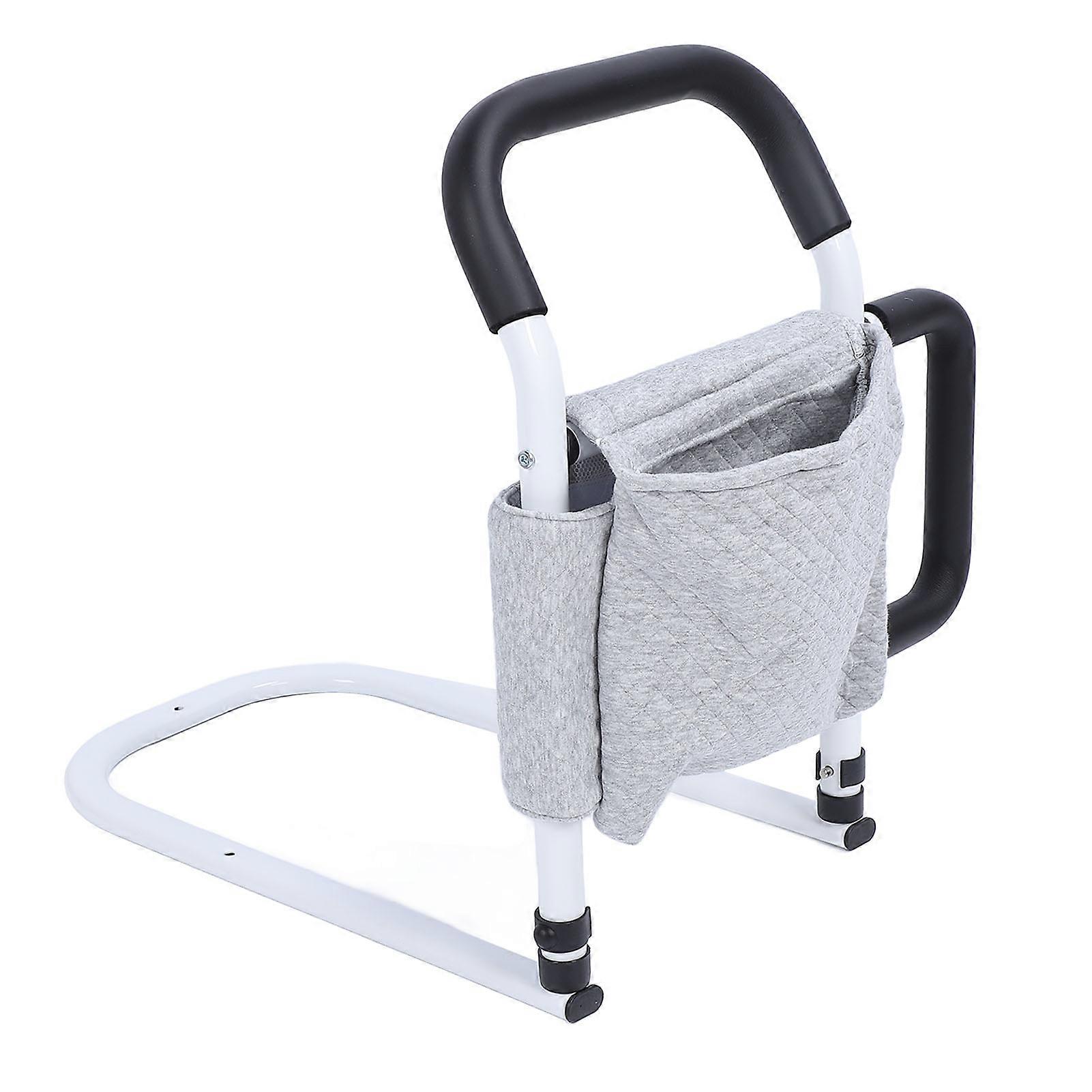 Bed Rail Foldable Anti Falling Carbon Steel Non Slip Dual Bar Bedside Grab Bar for Home
