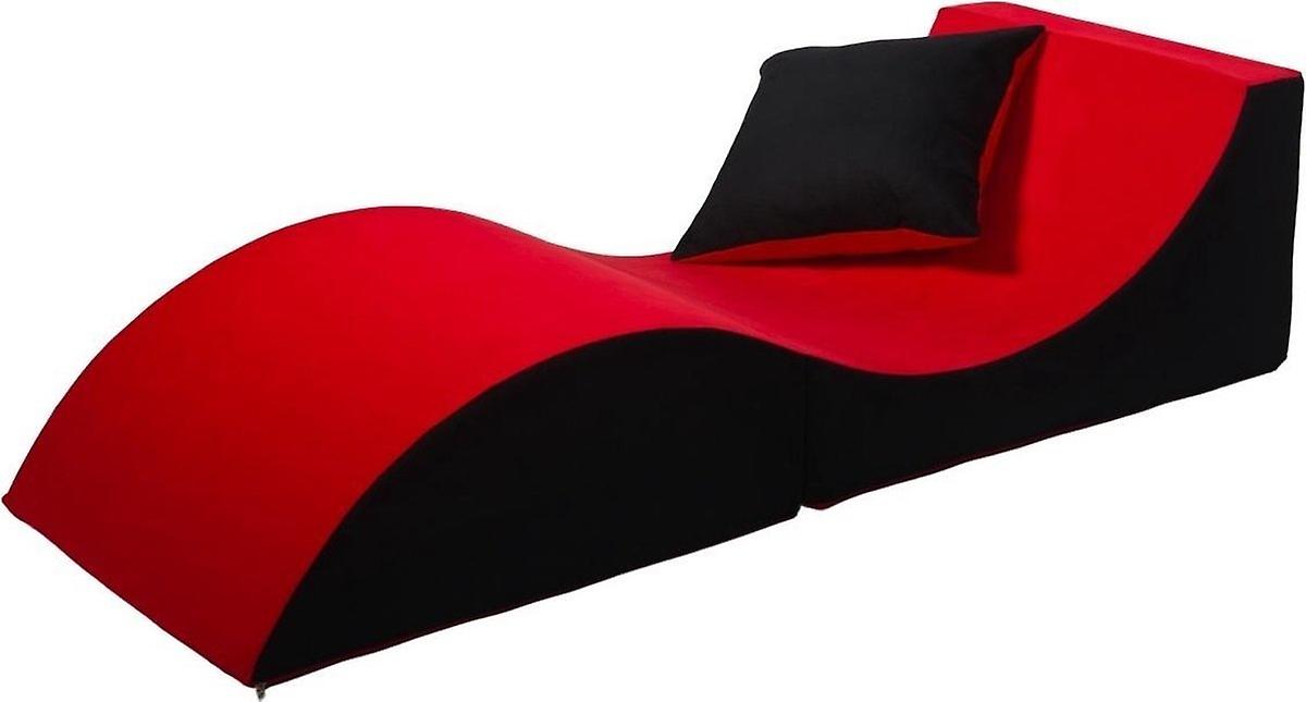 Sillón Relax - 60 x 150 x 40 cm - negro rojo