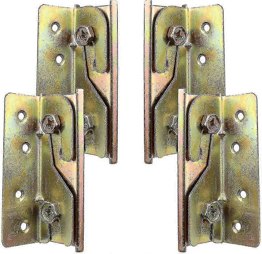Set Of 4 Rust Resistant Mortiseless Bed Rail Mounting Brackets With Screws