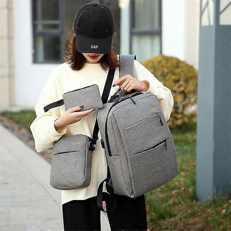 3pcs/Set Men's Travel School Lightweight Business Laptop Backpack Shoulder Bag Small Pocket
