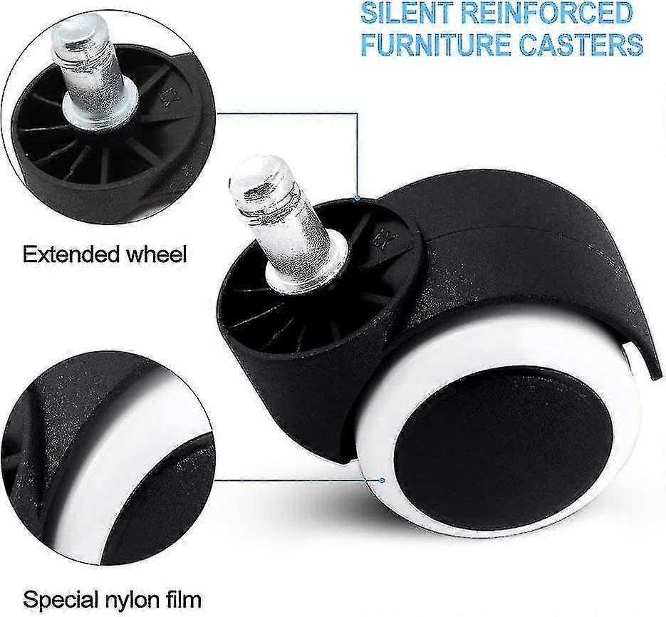 Set of 5 Hard Floor Castors Office Chair Castors 11 mm x 22 mm Floor Protection Material, No Scratches in the Floor, Super Quiet for Tiles, Parquet