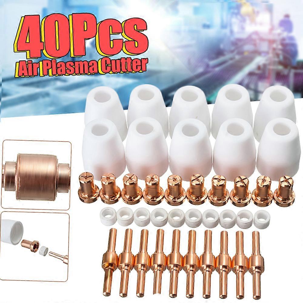 40Pcs Air Plasma Cutter Consumables Nozzles Tip Torch Consumable For PT-31 LG-40 Torch CUT-40 50 Electrodes Shield Cup