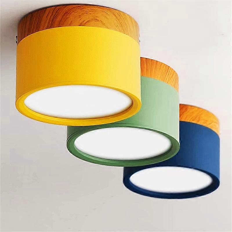 Nordic Macaron LED Downlight Dimbar 7W10W12W15W Ytmonterad Taklampa Inredning Trä Modern Inomhus Spotlight