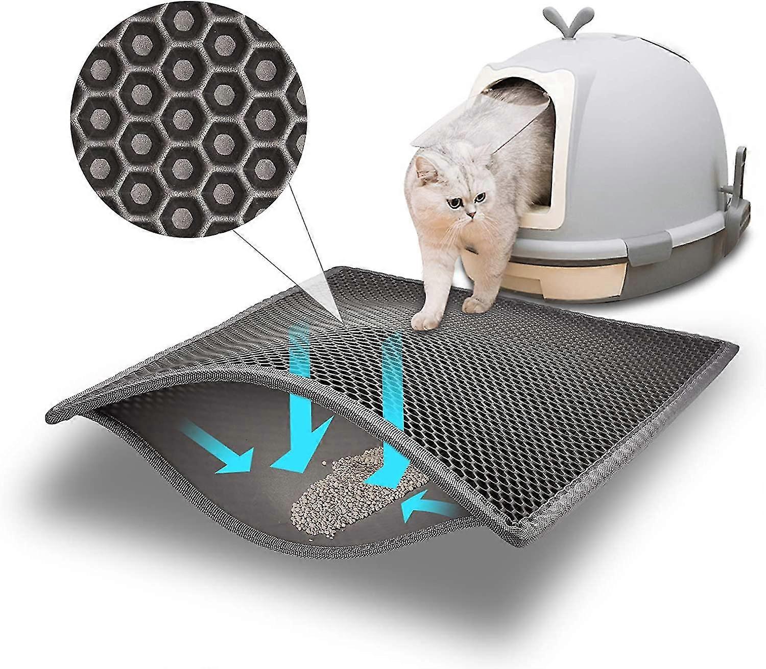 Cat Litter Mat Litter Tray Mat Of Large Size Double Layer Honeycomb Large Holes Design Waterproof Eva Material Bpa Free, Soft On Paws And Washable (61
