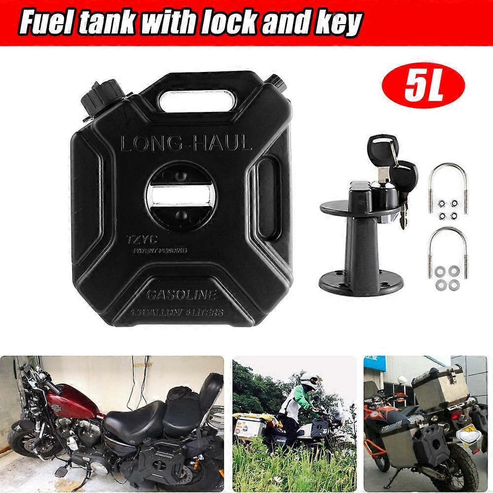Jerrycan d’essence 5L Réservoir de carburant diesel Essence Conteneur Scooter Moto SUV Bidon d’essence bidon de carburant de secours avec serrure et clé