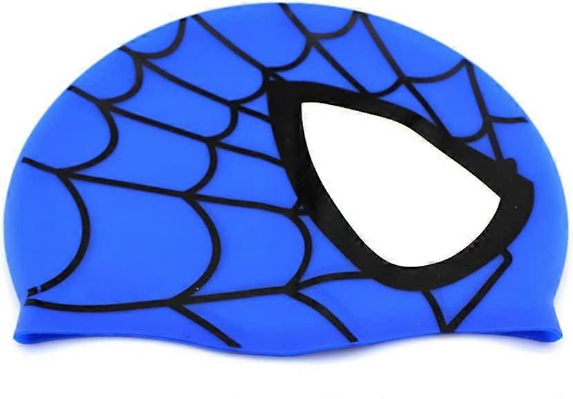 Unisex Waterproof Silicone Swimming Cap with Spider Pattern for Kids and Girls for Water Sports (Blue)