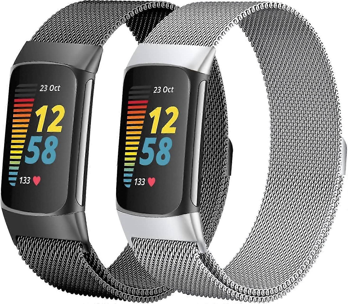 Rustfritt stål Mesh Loop stropper for Fitbit Charge 5 / 6 - magnetisk lås