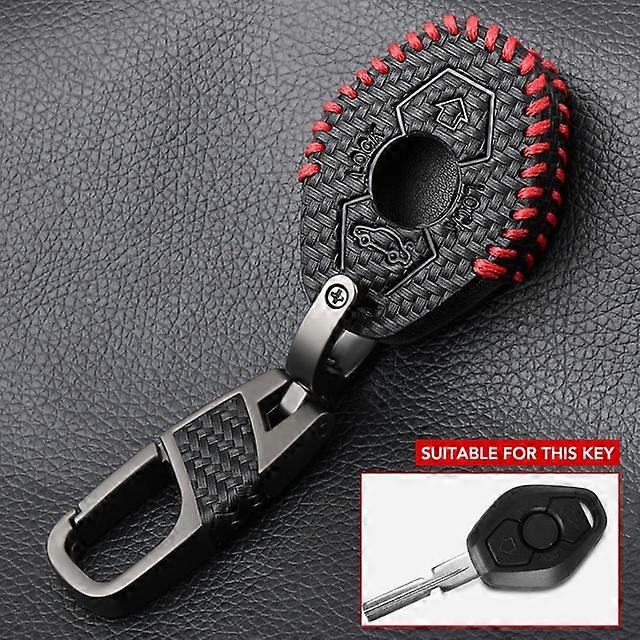 Black Leather Zinc Alloy Carbon Fiber Style Car Key Case for BMW M3 E38 E39 E46 E53 E60 E61 E83 E85 E86