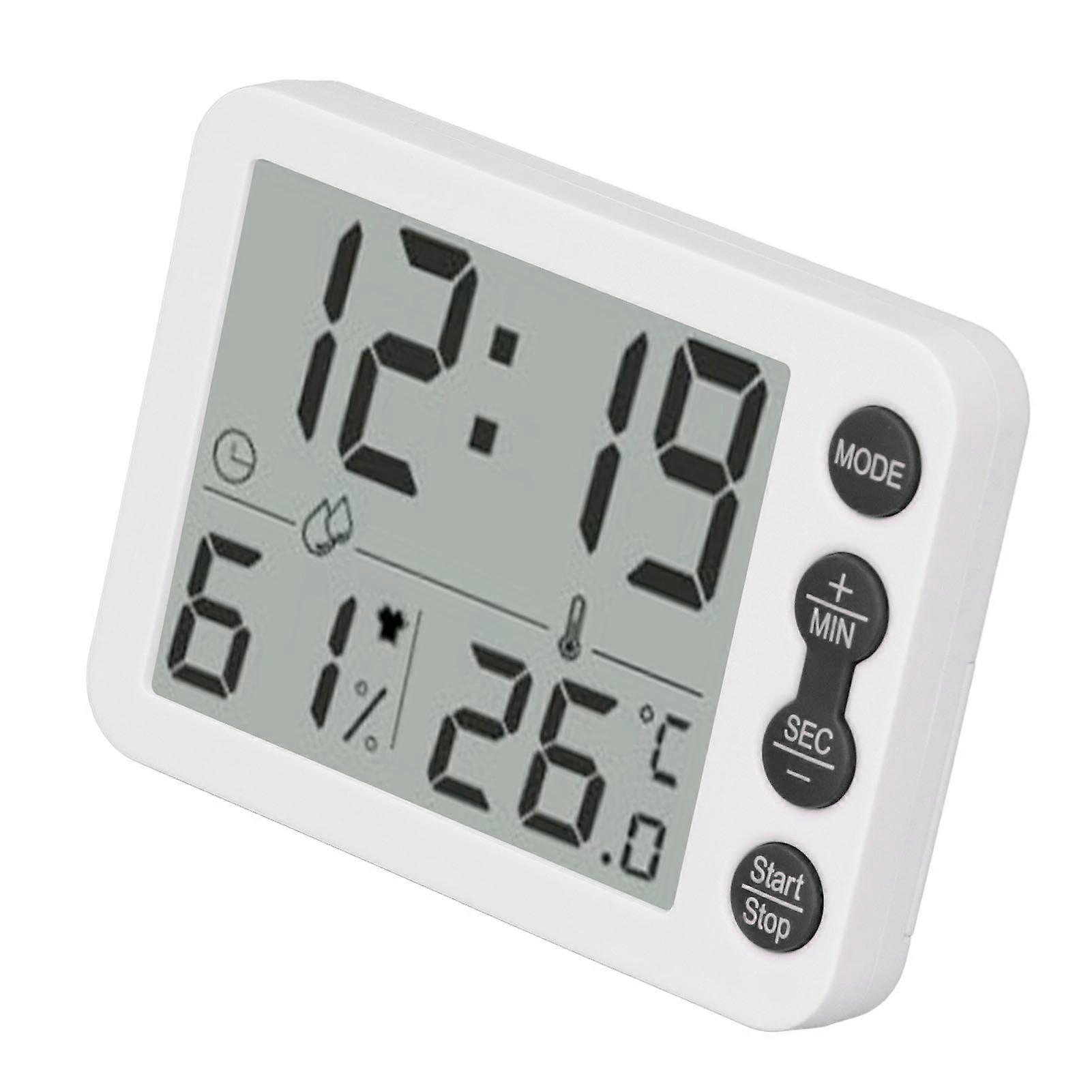 Digital Indoor Thermometer Hygrometer with Alarm Clock Function - Multifunctional Electronic Temperature Humidity Meter White Black