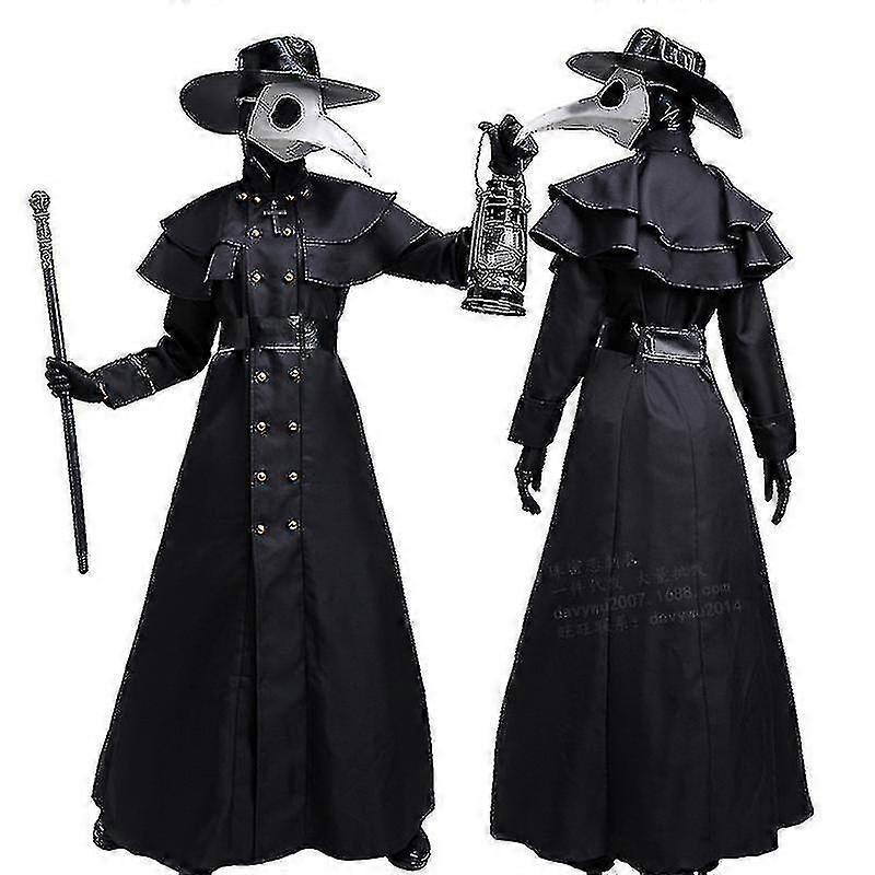 ハロウィーン中世のフード付きローブペストドクターコスプレコスチュームマスク帽子男性用
