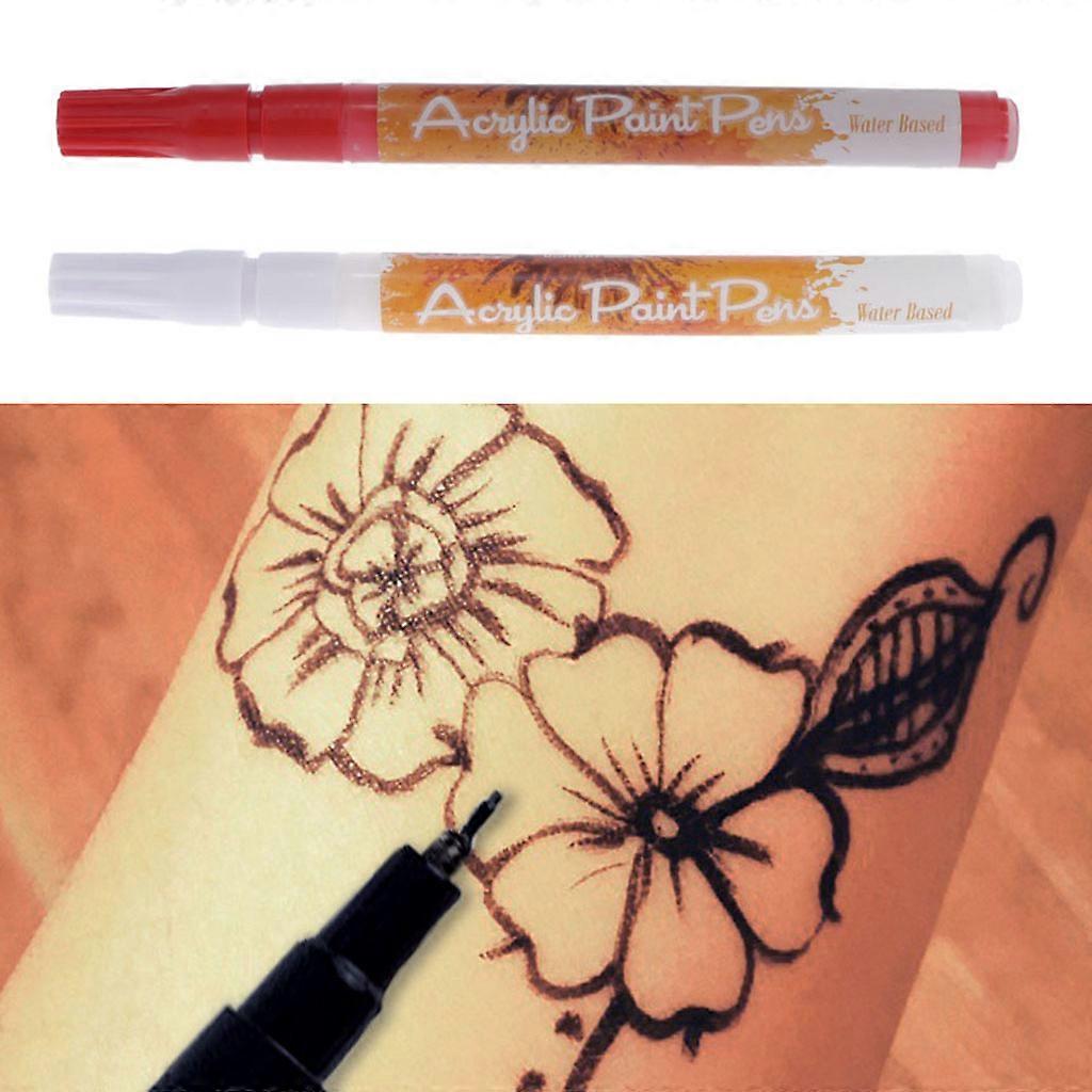 2pcs Farbe Marker Kunst Permanent Malerei Stein feine Marker Stift Rot & Weiß