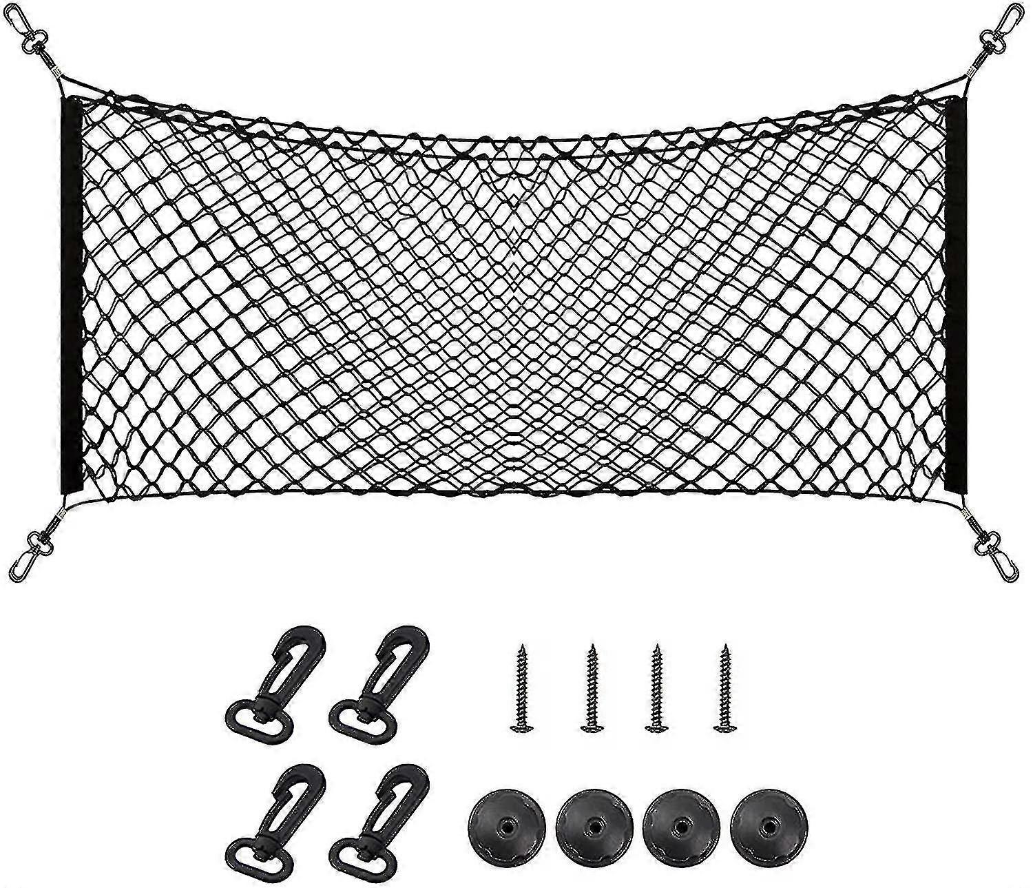 3 Pocket Trunk Net Organizer Stretchable Heavy Duty Cargo Storage Mesh Net