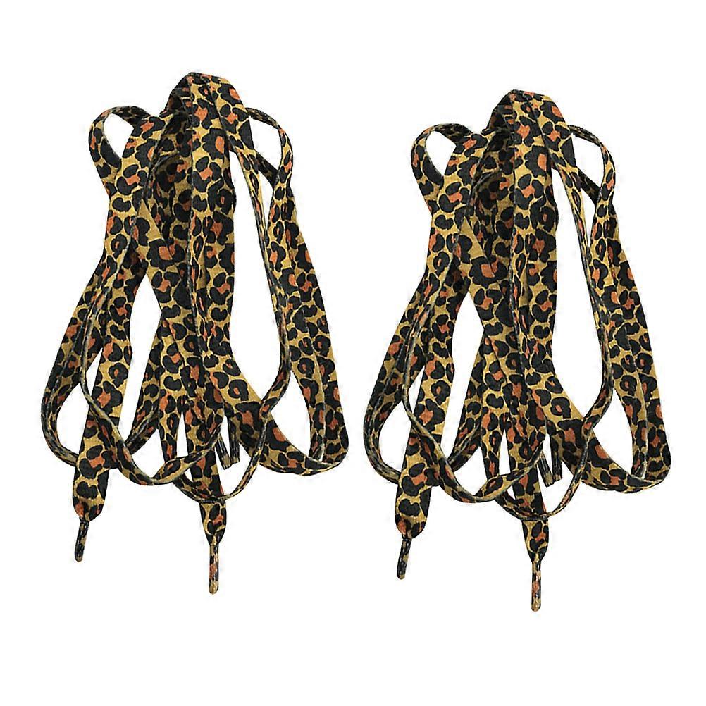 2Pair Classic Flat Shoelaces Creative Shoe Ties Cool Shoe Accessories (Leopard)