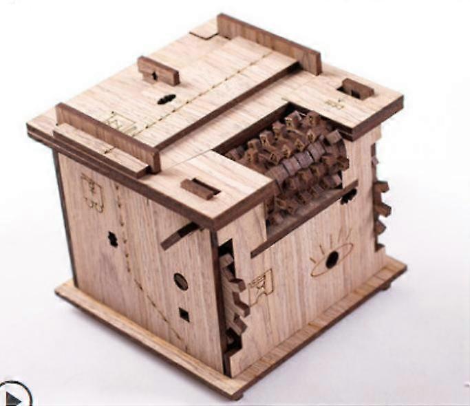 Black Walnut Color Escape Room 60min in Box Cat Model Wooden 3D Puzzle Box Logic Game Gift Box Quest Box