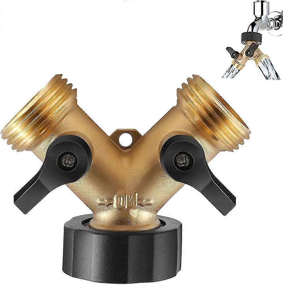 Double Washing Machine Faucet, 2-Way Y-Distributor, 3/4" & 1/2" Brass Garden Hose Adapter, Y-Connector with 2 Hose Splitter for Connecting 2 Appliance