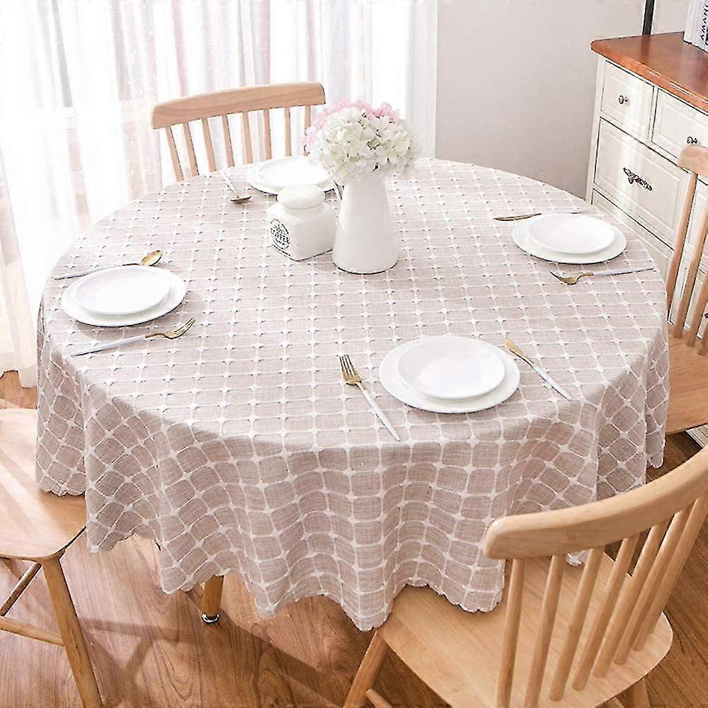 Modern Minimalist Cotton Linen Tablecloth Cross Stitch Embroidery Large Round Round Table