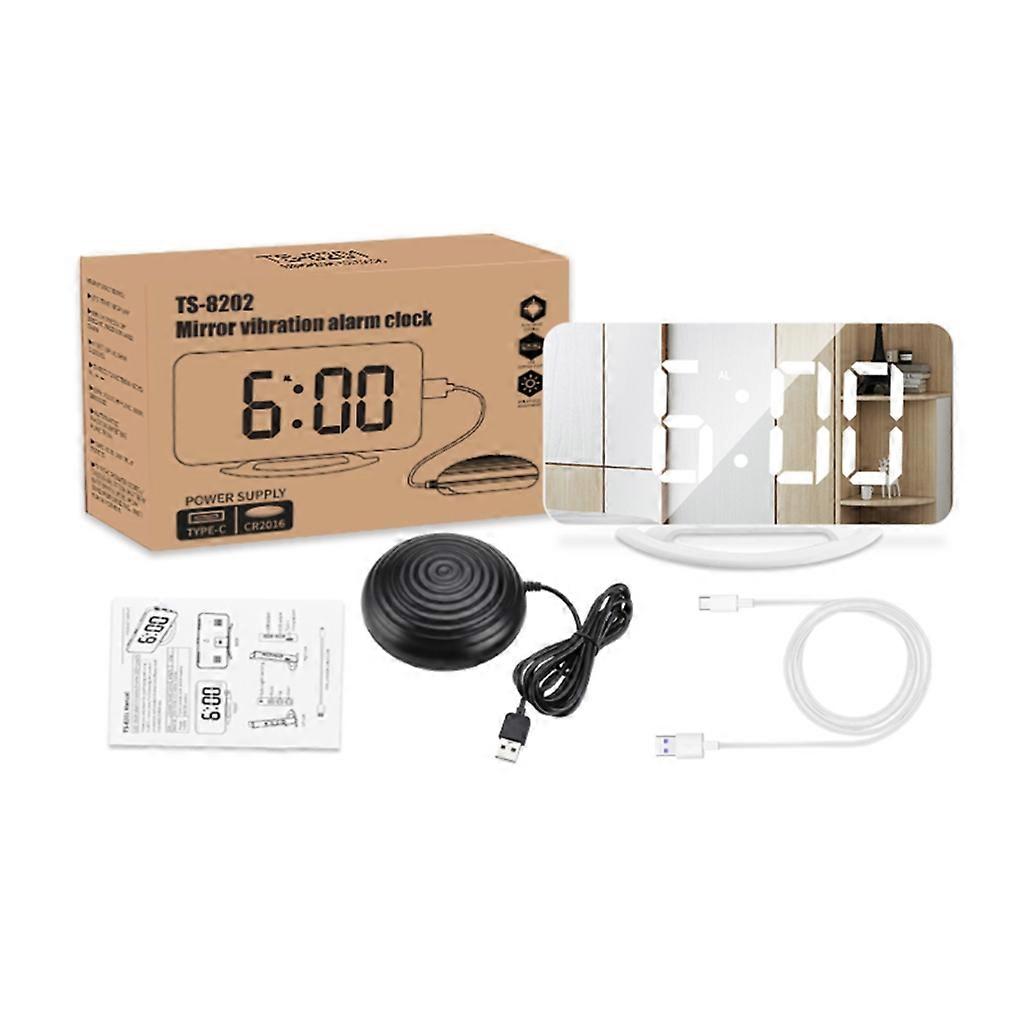 Led Mirror Alarm Clock 12/24 Hour Night Modes Function Clock Accessory