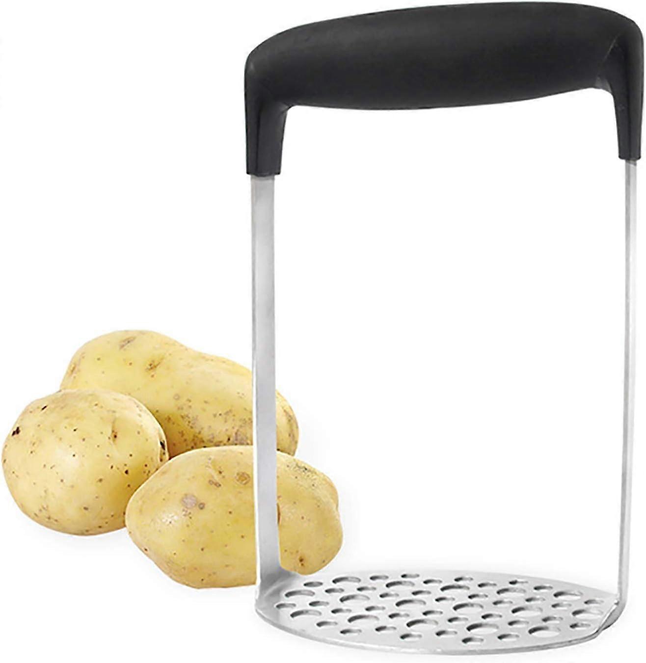 Stainless steel mashed potato with firm handle, vegetable press with fine mesh plate, carrots, potatoes, garlic
