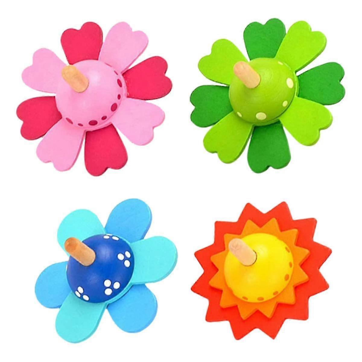 Kinderkreisel, Holzkreisel mit bemalten Blumen