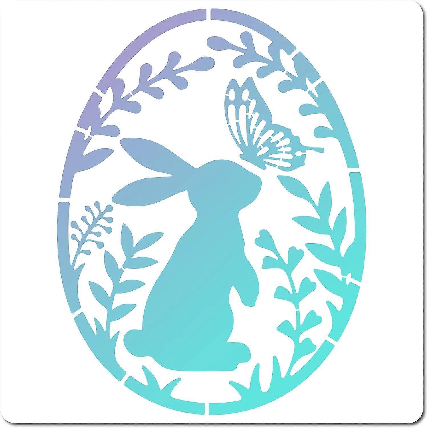 12 Inch Rabbit Stencil Easter Rabbit in Egg Butterfly Plant Templates Large Reusable Plastic Square Stencils Sign for Easter Holidays Painting on Wood