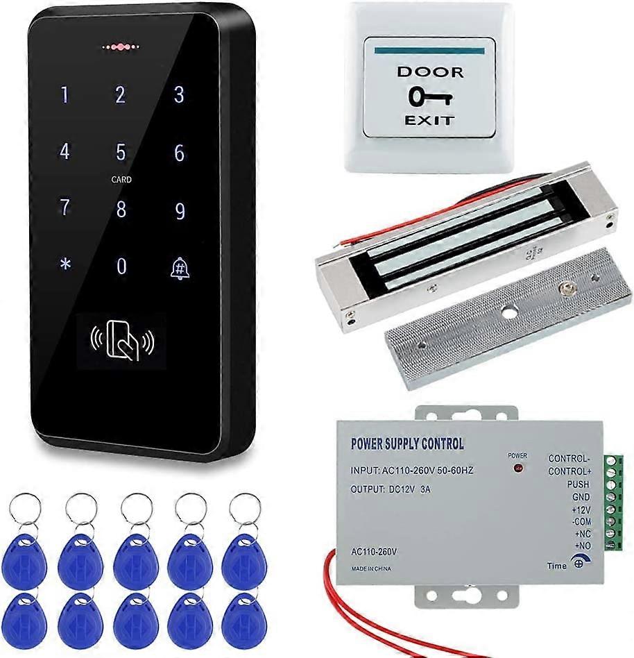 IP68 ערכת מערכת בקרת כניסה לדלת חיצונית עמיד למים לוח מקשים RFID בקרת כניסה + 180 ק"ג / 350 פאונד מנעול מגנטי חשמלי + ספק כוח + 10pcs Keyfo