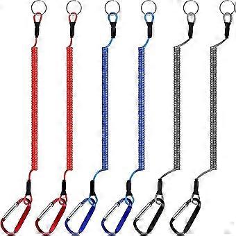 6 Stück Angel-Lanyard Mehrfarbige gewickelte Lanyards Einziehbare Coiled Tether Angelwerkzeuge zum Angeln Wandern Jagen