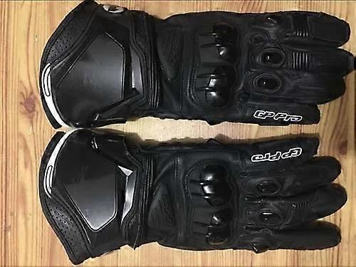Gants longs moto Alpine GP Gants moto Race driving PRO cuir Bleu Blanc gant