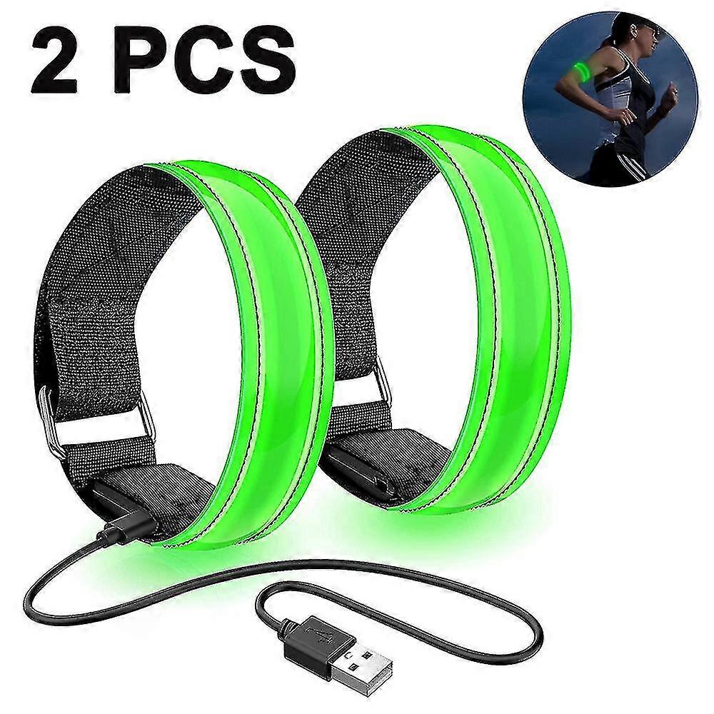 2 Pack Running Light For Runners  Rechargeable Led Armband Reflective Tw