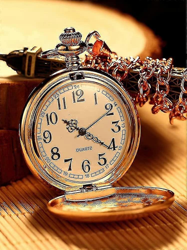Orologio Da Tasca Moderno Al Quarzo Con Catena – Design Vintage In Lega Di Zinco – Quadrante Nero, Numeri Classici – Regalo Uomo