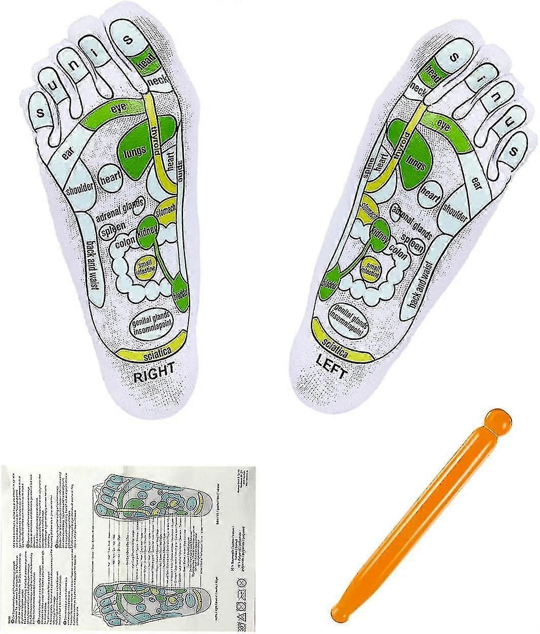 Akupainantavyöhyketerapiakäsineet ja sukat setti, vyöhyketerapiatyökalut hieronta pistehierontatyökaluilla Erilliset sukat väsyneelle lievitykselle