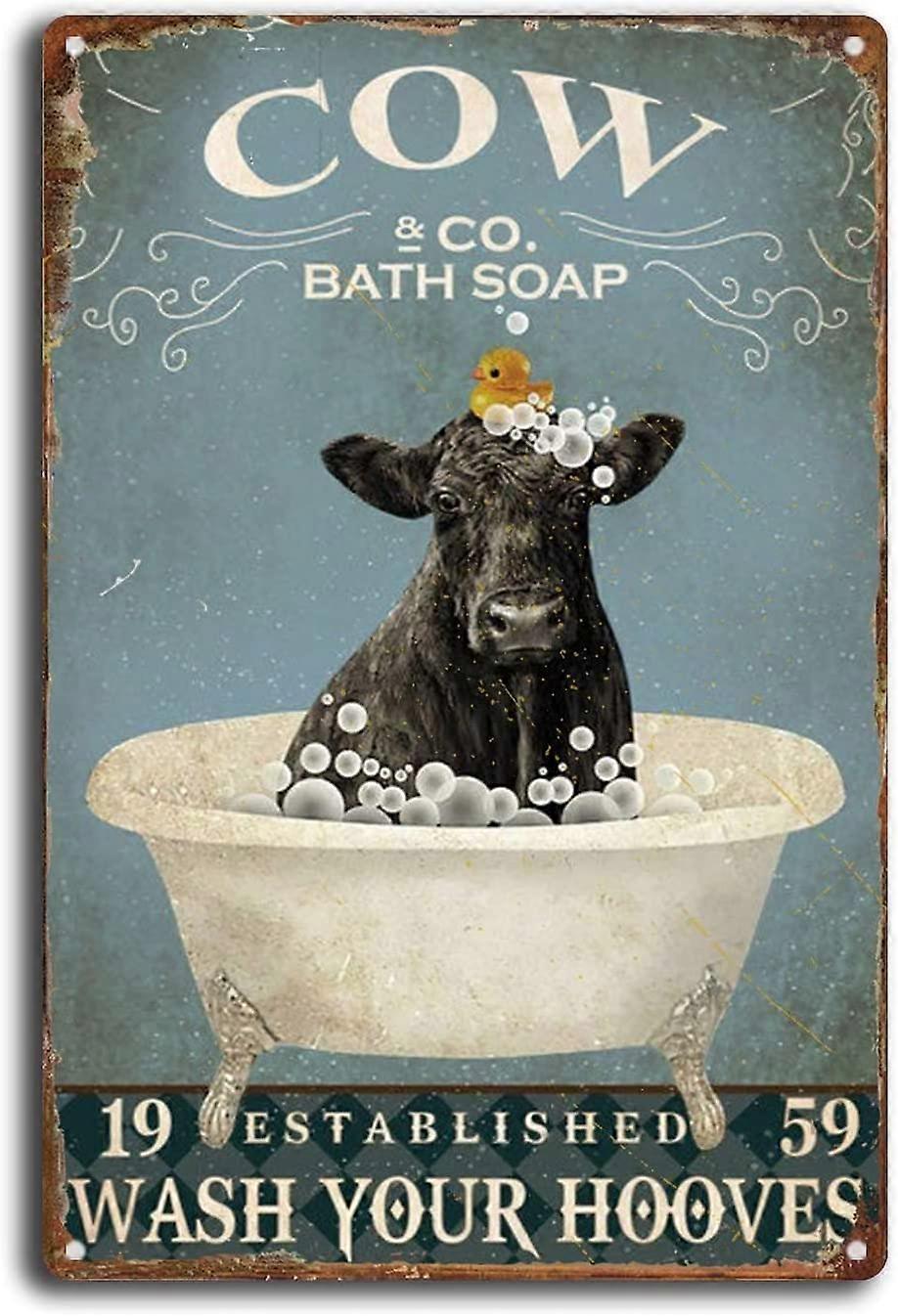 القصدير تسجيل البقر كو حمام الصابون غسل حوافرك الحمام لوحات معدنية 8x12inch