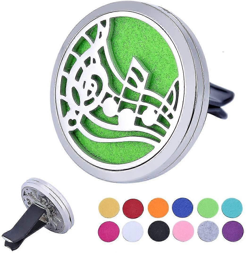 Musical Sign Car Air Freshener Aromatherapy Essential Oil Diffuser Locket With Vent Clip - 12 Refill Pads