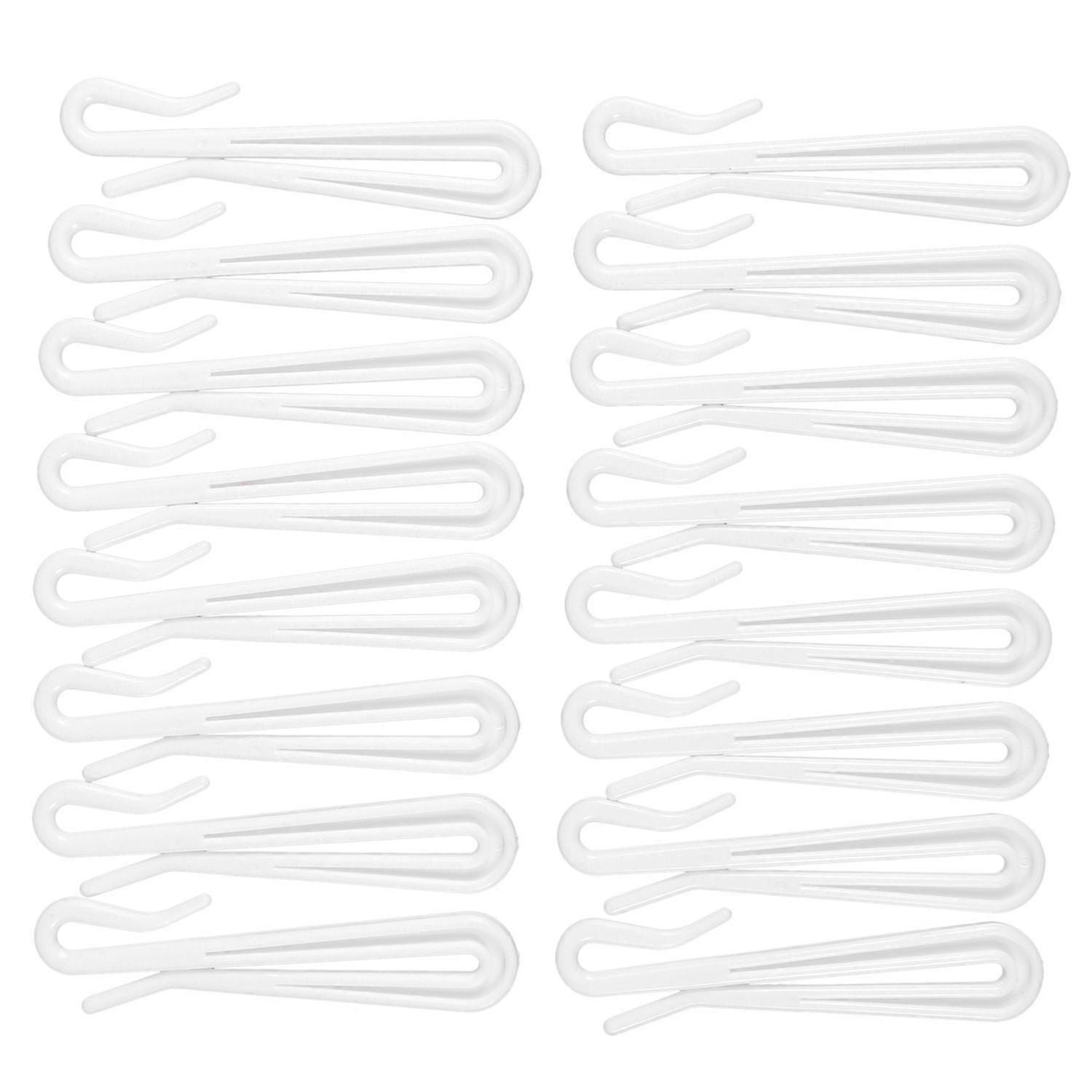 Plastic Window Curtain Hooks 16 Pcs White