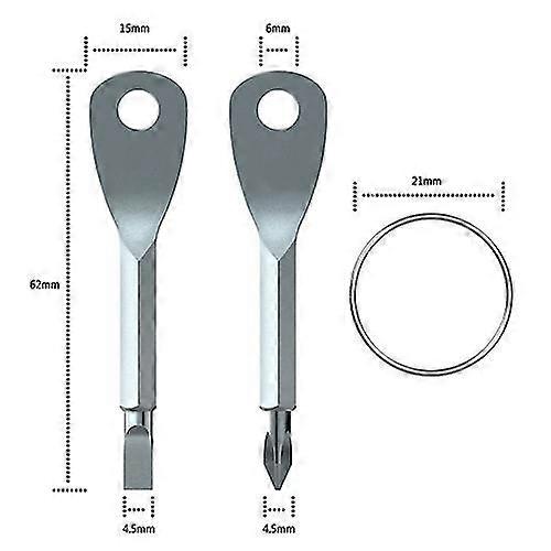 1 Set Stainless Steel Mini Edc Multifunction Screwdriver Key Shape Slotted Screwdrivers Keychain Pocket Repair Tool