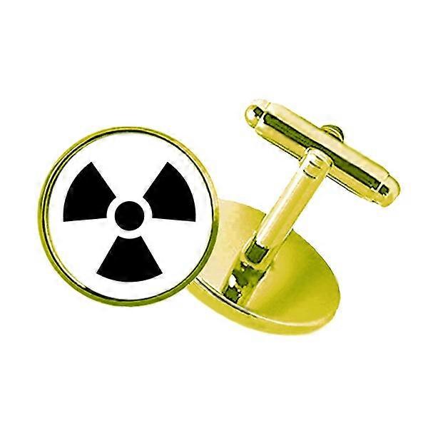 危険なチェカル毒性放射線パターンスタッズ付きビジネスメタルカフリンクスゴールデン