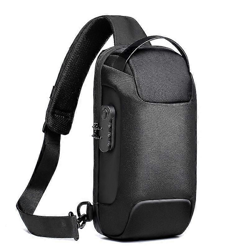 Men Anti-theft Chest Shoulder Bag Daypack With Charging Port Shoulder Messenger Bag