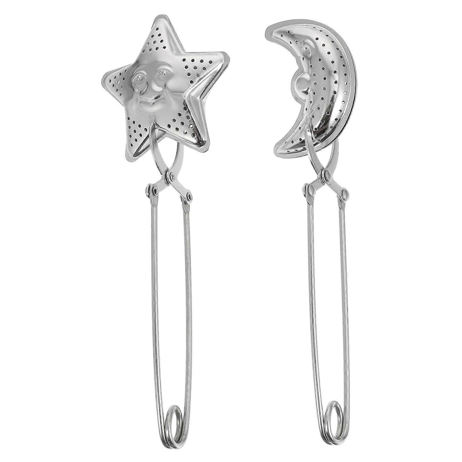 2pcs Long Grip Tea Filter Silver Tea Leaf Pincer Stainless Steel Tea Strainer