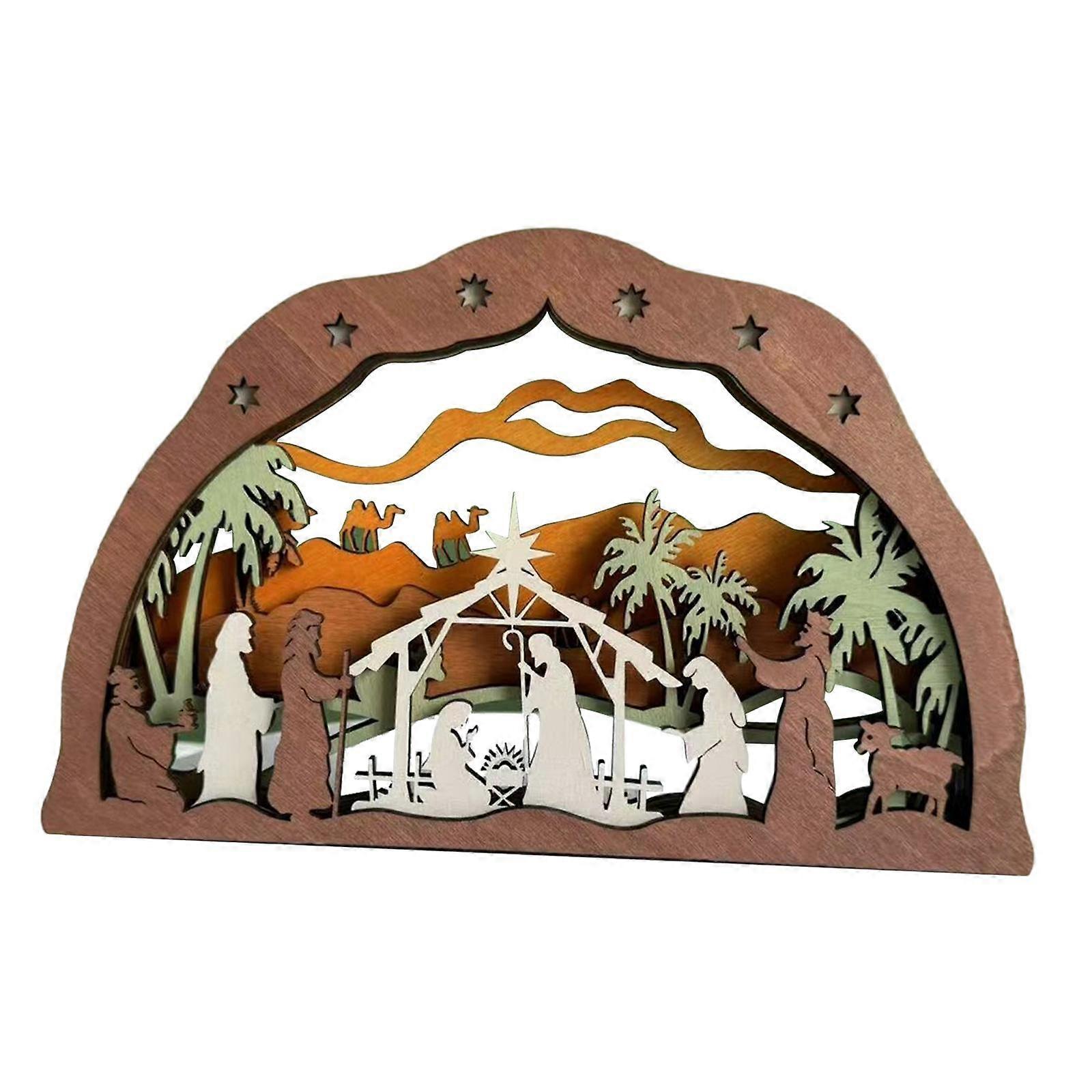 Christmas Nativity Scene Ornament Christian Ornament for Shelf Mantle Tables