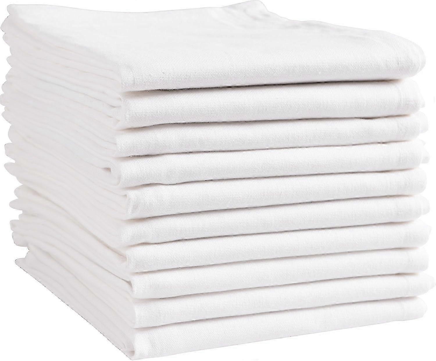 White Kitchen Towels, 10 Pack, 100% Cotton - 20 X 30, Soft And Functional