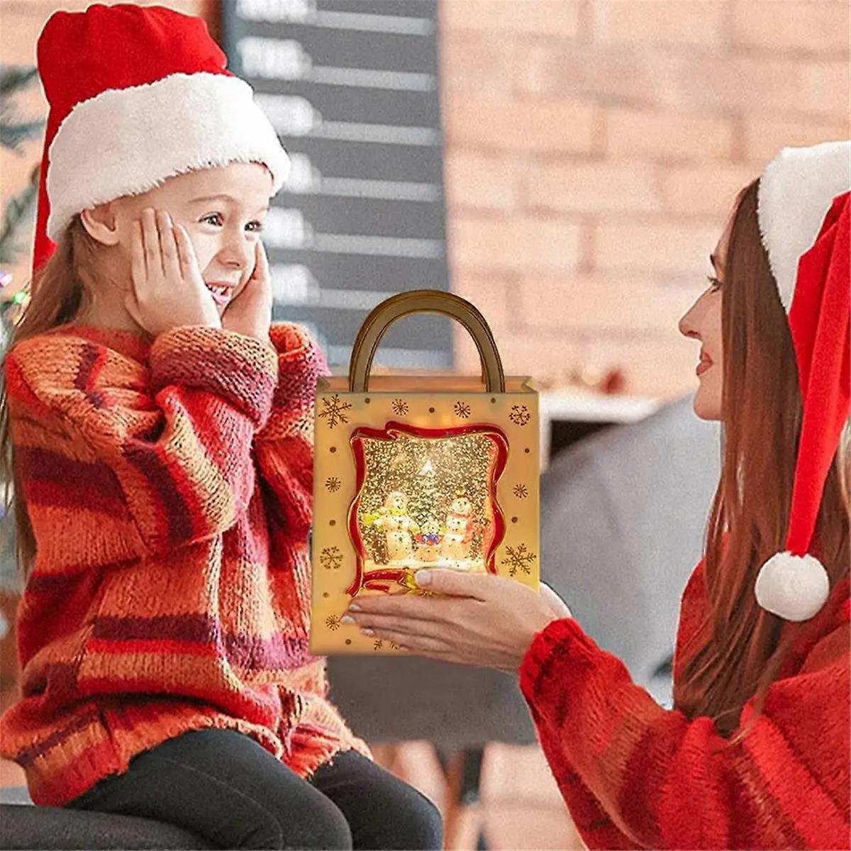 Christmas Snow Globe Lantern Musical Lighted Snow Globe Lantern Battery Powered Night Light Handbag Electric Snow Globe